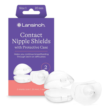 Lansinoh Contact Nipple Shields For Breastfeeding, 2 Nipple Shields (20Mm) And Case