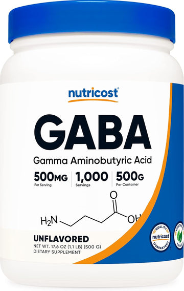 Nutricost Pure Gaba 500G Powder (Gamma Aminobutyric Acid) (500 Grams/1.1 S)