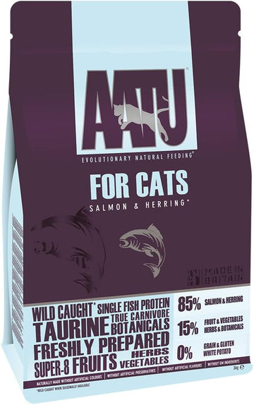 Aatu 85/15 Dry Cat Food, Salmon And Herring, High Protein, Grain Free Recipe, No Artificial Ingredients, 3 KgAfcat3