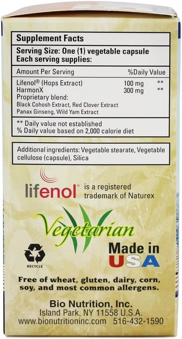 Bio Nutrition Harmonx With Lifenol 400 Mg Vegetarian Capsules, 30 Ea, 30 Count