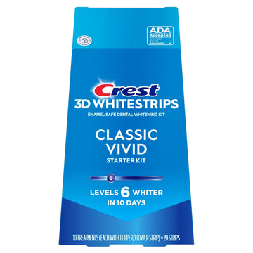 Crest 3D Whitestrips, Classic Vivid, Teeth Whitening Strip Kit, 20 Strips (10 Count Pack)