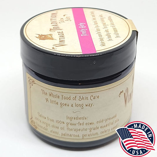 Vintage Tradition Beef Tallow All Purpose Balm – Healing, Hydrating Floral Skin Care Salve Replaces Body Lotion, Hand Cream, More – Essential Oil, Olive Oil, And Grass-Fed Tallow, 2 Fl. Oz