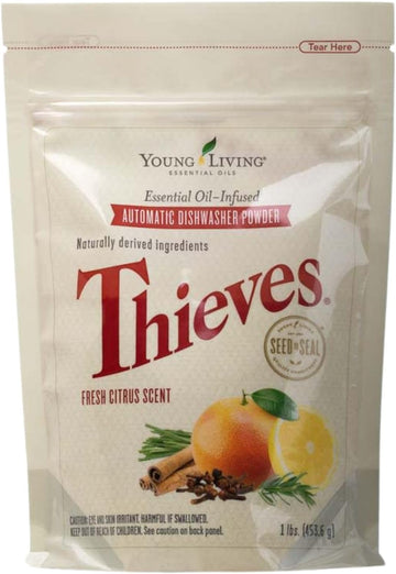 Thieves Automatic Dishwasher Powder By Young Living - 16 Oz - Eco-Friendly Cleaning For Spotless Dishes And Grease Removal - Non-Toxic & Plant-Based Formula