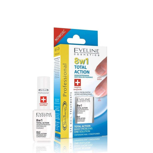 Eveline Nail Sos Therapy Total Action 8 In 1 Intensive Nail Conditioner 12Ml Anti Aging Skin Care : Beauty & Personal Care
