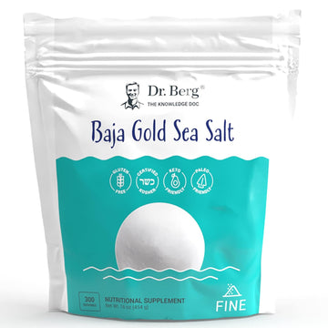 Dr. Berg'S Baja Gold Sea Salt Organic - Natures Fine Sea Salt Support For Hydration, And Normal Stomach Acidity - Sea Salt Fine Ground For Cooking And Seasoning - No Microplastics Low Sodium - 16 Oz