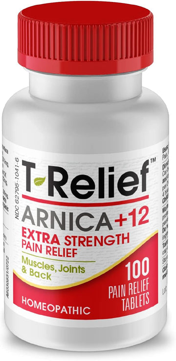 T-Relief Arnica +12 Natural Relieving Actives For Back Pain Joint Soreness Muscle Aches & Stiffness Whole Body Fast-Acting Relief For Women & Men - 100 Tablets