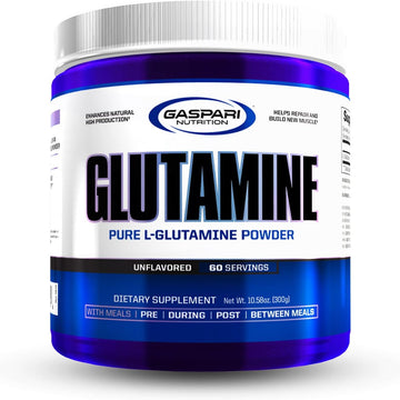 Gaspari Nutrition, Glutamine, Pure L-Glutamine Powder, Perfect Pre Workout, Post Workout And Recovery, Micronized Glutamine Powder (60 Servings, Unflavored)