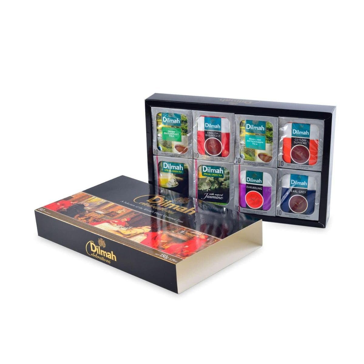 Dilmah Celebrations Classic Variety Gift Pack-80 Individually Wrapped Tea Bags Of Finest Ceylon Teas