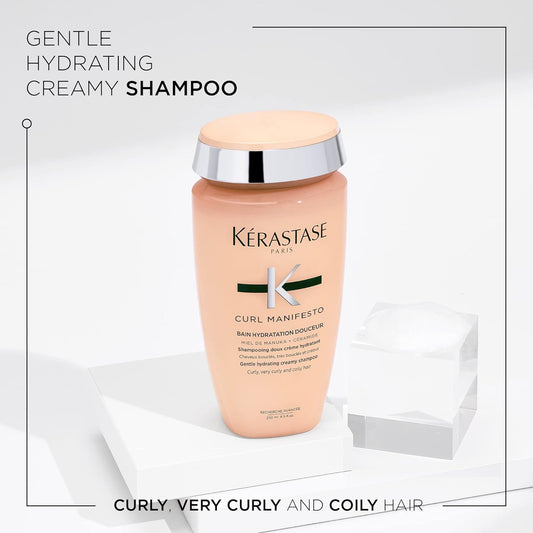 Kérastase Curl Manifesto, Shampoo, For Curly To Very Curly And Coily Hair, With Manuka Honey And Ceramide, Bain Hydratation Douceur, 250 Ml