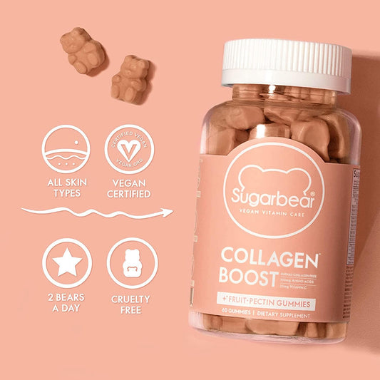 Sugarbearpro Collagen Boosting Vegan Multivitamin Gummies, 100Mg Of Amino Acids, Vitamin C, Vitamin D, B-12 And Biotin, Promotes Hair, Nail, Skin, Bone & Joint Health (60 Count (Pack Of 1))