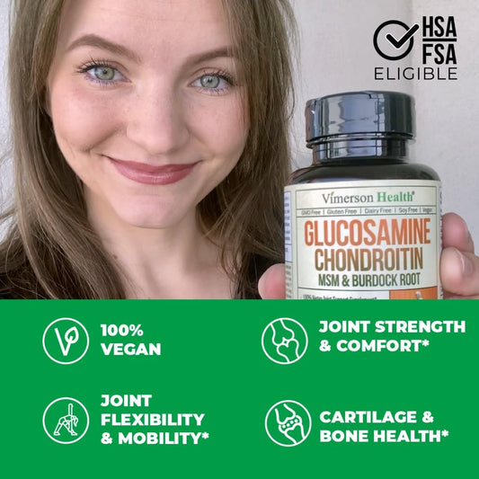 Vegan Glucosamine Chondroitin, Phytodroitin Msm Supplement Capsules. Joint Support Supplement Without Shellfish. 100% Vegan, Non-Gmo & Plant-Based. Knees, Joint Health & Inflammation Balance. 90 Caps