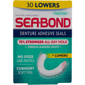 Sea-Bond Denture Adhesive Wafers, Lowers, Fresh Mint 30 Ct