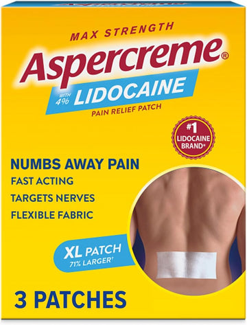 Aspercreme Max Strength Lidocaine Pain Relief Patch Xl (3 Count), Odor Free Pain Patches