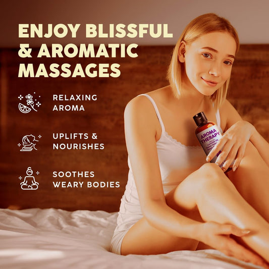 Aromatherapy Massage Oil 3.38 Oz - Deeply Moisturizing & Relaxing For Full Body Massage - Blended With Lavender, Orange Oil & More - 100% Natural Body Oils For Women & Men - Spa Quality & Light Weight