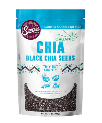 Suncore Foods Organic Black Chia Seeds, Gluten-Free, Non-Gmo, 15Oz (1 Pack)