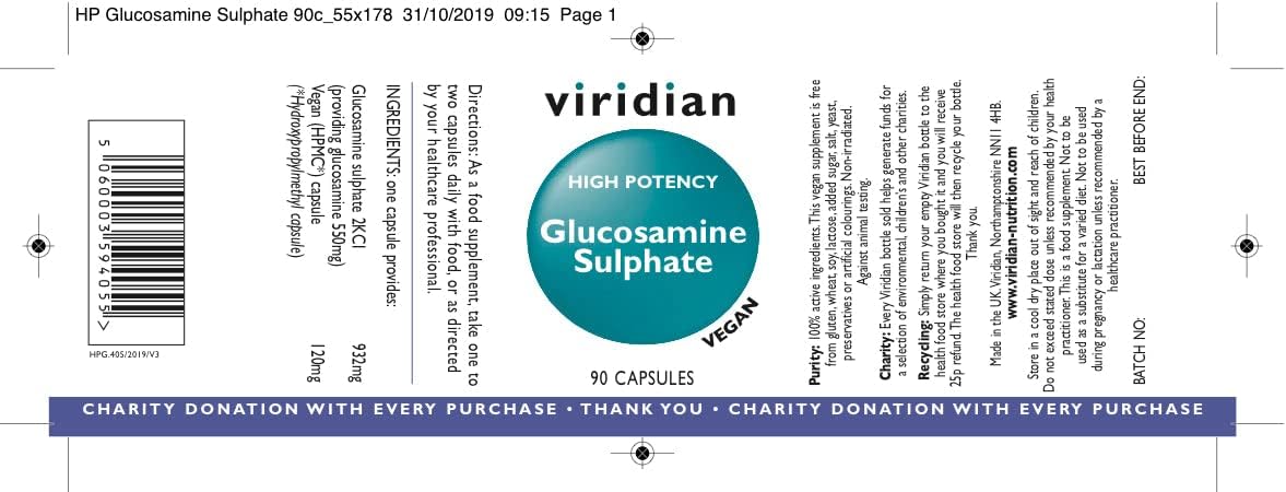 Viridian High Potency Glucosamine Sulphate 90 Caps