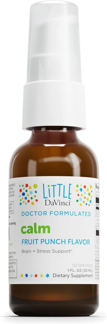 Little Davinci Calm - Calming Supplement For Kids* - Supports Relaxation, Focus And Alertness* - With Green Tea Leaf Extract And Stevia Leaf Extract - Fruit Punch Flavor - 30 Ml