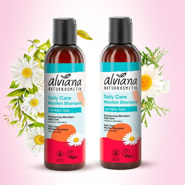 Alviana Daily Care Micellar Shampoo Duo - 2 X 200 Ml Natural Mild Shampoo, Organic Chamomile, Gentle Cleansing, Hypoallergenic, Sensitive Scalp, European Quality