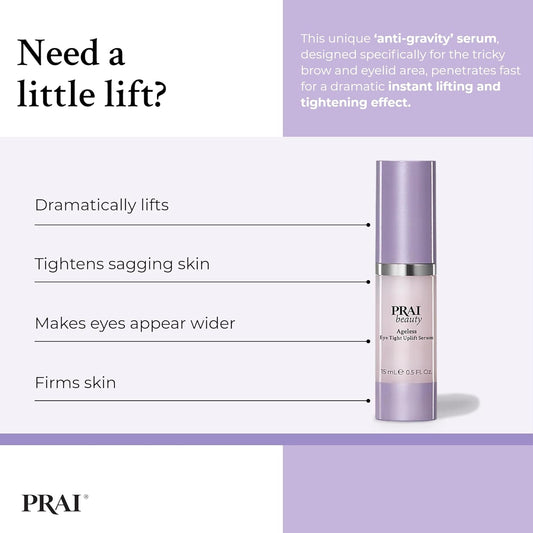Prai Beauty Ageless Eye Tight Uplift Serum - Glycerin For Locking In Moisture & Smoothes Out Fine Lines - Anti Aging Serum For Face, Enhance Skin Support System | Eye Serum In 15Ml