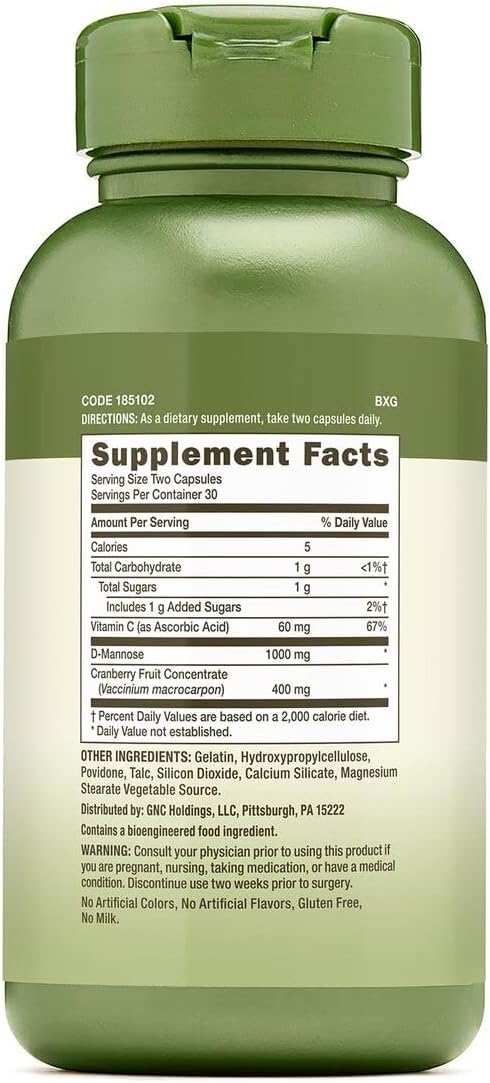Gnc Herbal Plus Cranberry D-Mannose, 60 Capsules