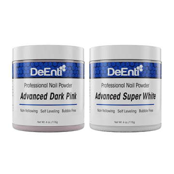 Deenti Pink & White Acrylic Nail Powder Set, Dark Pink + Bright White, 4Oz Each, Professional Nail Powder For Manicure, Nail Art, Fake Nails, Nail Carving And Extensions