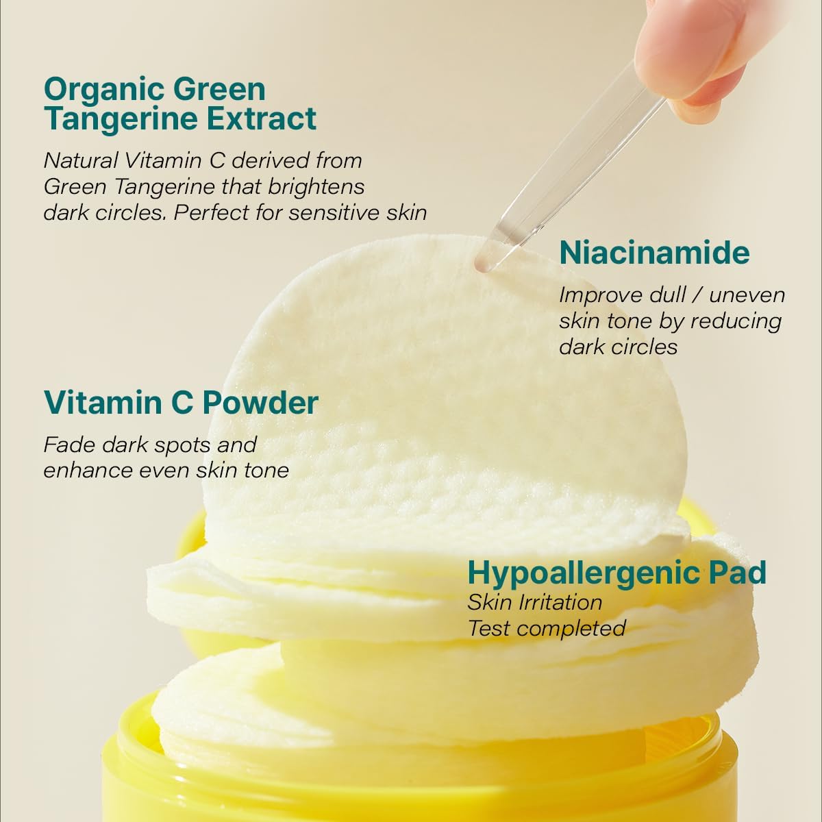 Goodal Green Tangerine Vita C Toner Pads, Korean Skin Care, K-Beauty, Glass Skin, 70 Sheets : Beauty & Personal Care