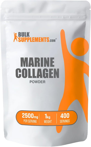 Bulksupplements.Com Marine Collagen Powder - Collagen Supplement, Hydrolyzed Collagen Powder, Marine Collagen Peptides Powder - Gluten Free, 2500Mg Per Serving, 1Kg (2.2 Lbs) (Pack Of 1)