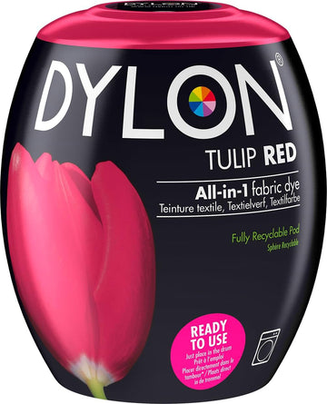 Dylon Washing Machine Fabric Dye Pod For Clothes & Soft Furnishings, 350G – Tulip Red