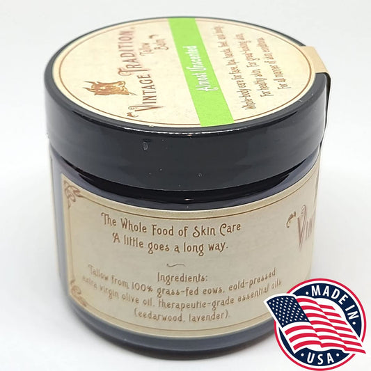 Vintage Tradition Beef Tallow All Purpose Balm - Healing, Hydrating Peppermint Oil Skin Care Salve Replaces Body Lotion, Hand Cream, More - Essential Oil, Olive Oil, And Grass-Fed Tallow, 2 Fl. Oz
