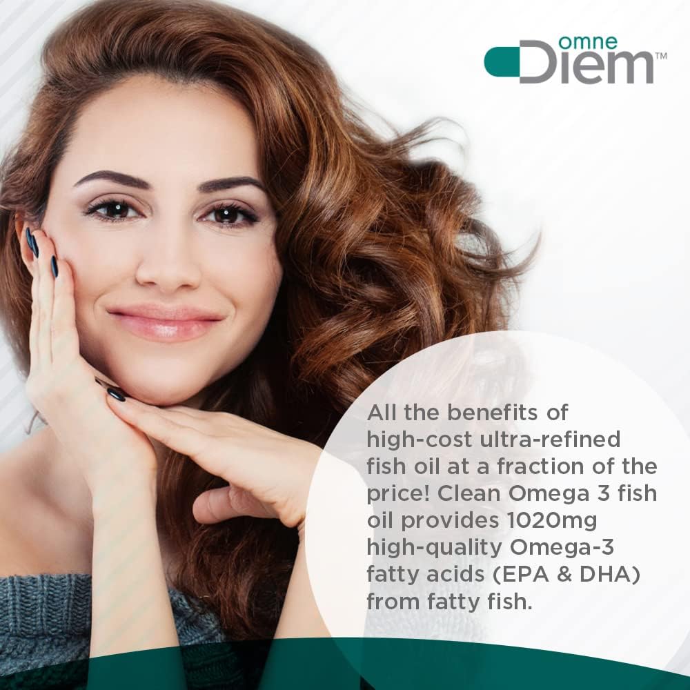 Omne Diem Clean Omega 3 β 1020mg, 120 softgel Capsules β Fish Oil Diet