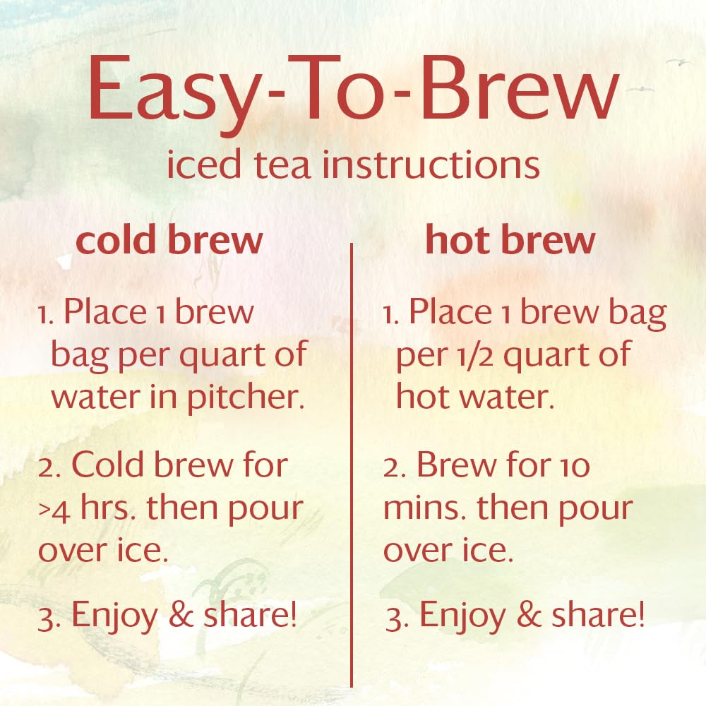 Grace Farms Rooibos Chai Organic Iced Tea (Twelve 1Qt. Brew Bags, 3 Gallons) | Refreshing And Spiced, Naturally Sweet Sugar-Free | Easy Cold Brew