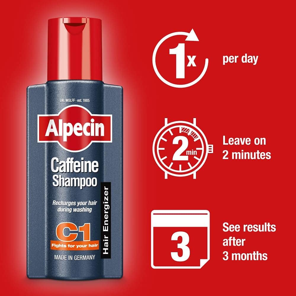 Alpecin Caffeine Shampoo C1 250 Ml (Pack Of 3) | Against Thinning Hair | For Stronger And Thicker Hair | Natural Hair Growth For Men | Hair Care Made In Germany