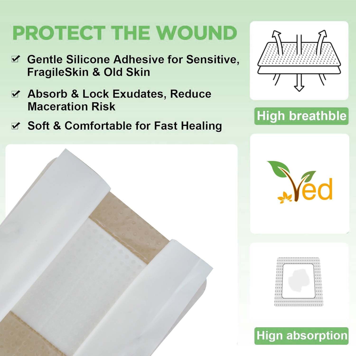 VED Dermapore Adhesive Wound Dressing- Suitable for cuts and grazes, Diabetic Leg ulcers, venous Leg ulcers, Small Pressure sores- Medium, 9 x10cm (Pack of 50) : Amazon.co.uk: Health & Personal Care