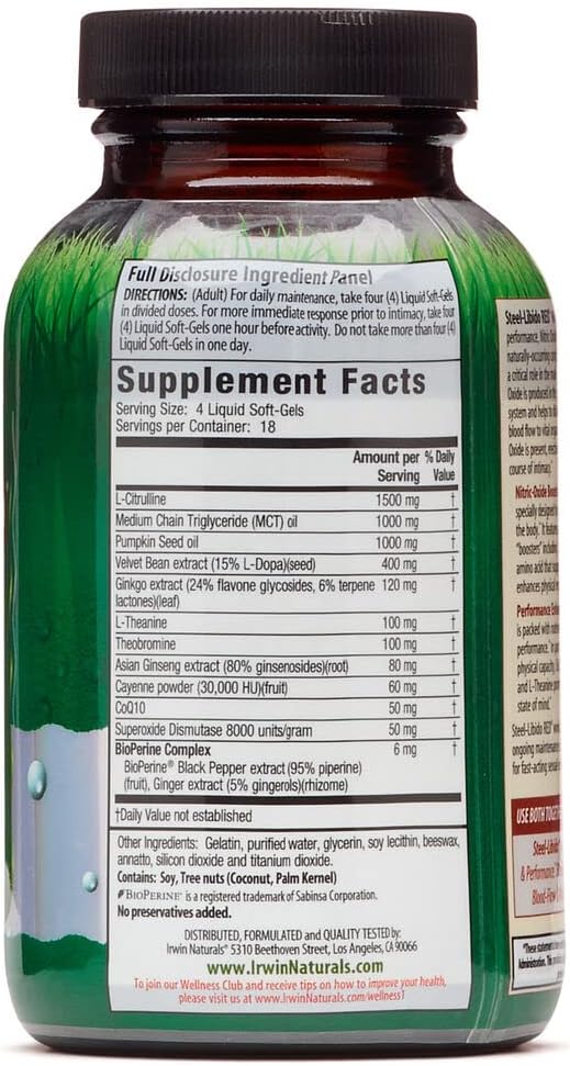 Steel-Libido Red, Magnum Blood-Flow, 75 Liquid Soft-Gels, Irwin Naturals