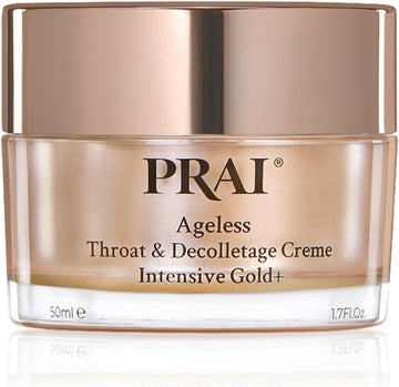 Prai Ageless Throat & Decolletage Intensive Gold Creme 50Ml - Real 24K Gold - Anti-Ageing, Anti-Wrinkle Brightening Skincare Cream - Hydrates & Firms Skin - Neck Moisturiser With Hyaluronic Acid