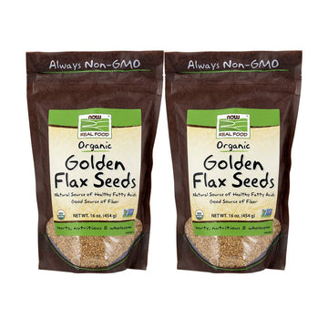 Now Foods Certified Organic Golden Flax Seeds, 16-Ounce (Pack Of 2)