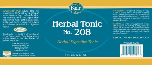 Baar Herbal Tonic 208, 8 Oz