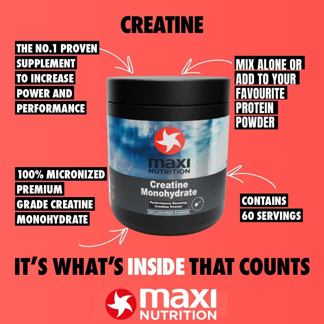 MaxiNutrition Creatine | Performance Boosting Creatine Monohydrate Powder | Unflavoured, 300g - 60 Servings : Amazon.co.uk: Health & Personal Care