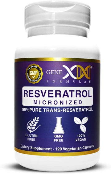 Genex Formulas Trans Resveratrol 1000Mg Serving 99% Pure Micronized Pharmaceutical Grade Trans-Resveratrol + Bioperine Extract Mad In A Gmp & Nsf Certified Facility (4X 250Mg Cpasules 120Ct)