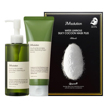 Jmsolution Skin Care Bundle- Heart Leaf Micro Cleansing Oil With Silky Cocoon Facial Mask