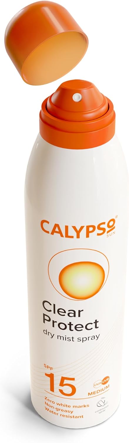 Calypso Clear Protect Dry Mist Spray SPF15 | Water Resistant sun spray | Non-greasy sun protection | Continuous Spray | 175ml : Amazon.co.uk: Beauty