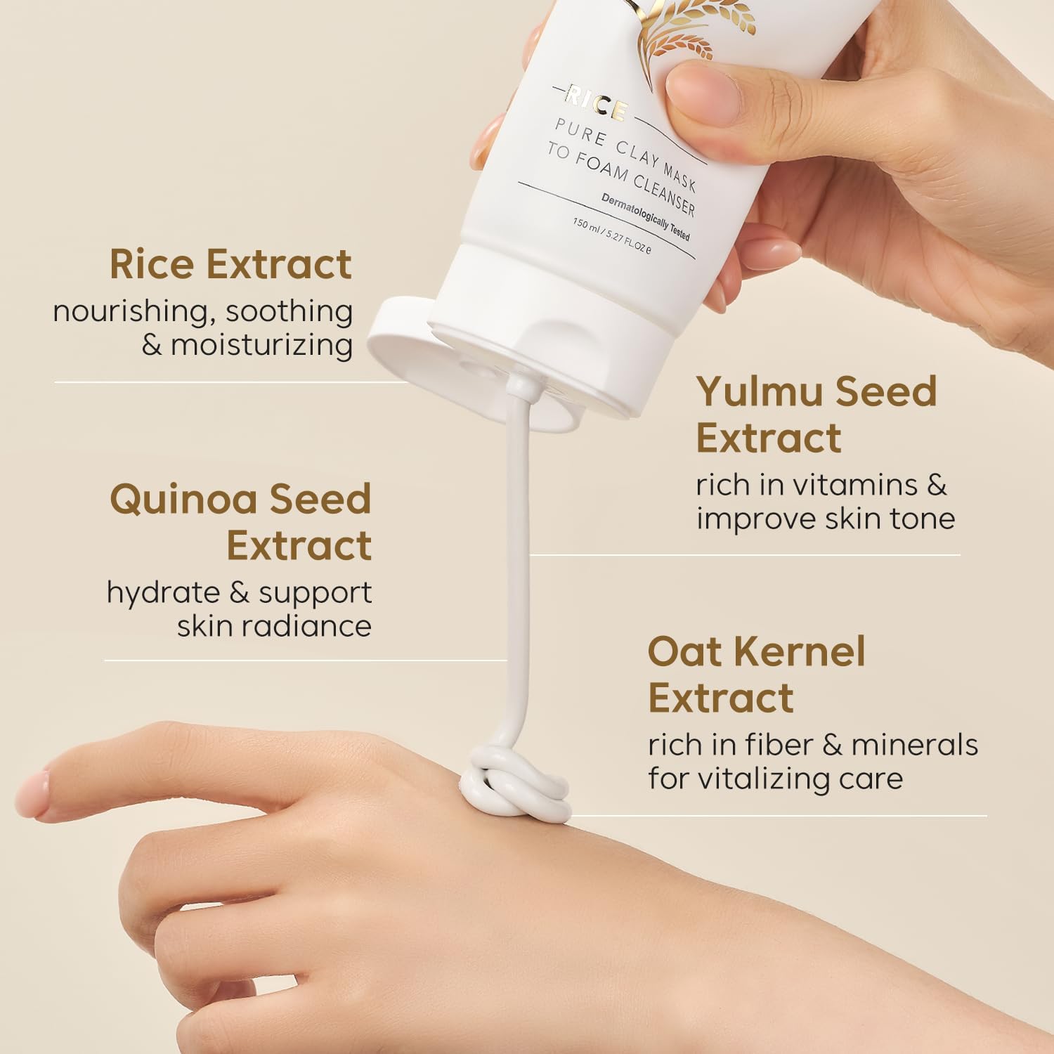 THANKYOU FARMER Rice Pure Clay Mask To Foam Cleanser 5.27 Fl Oz (150ml) - Korean Clay Mask | Foaming Facial Cleanser | Rice Mask Korean | Foam Cleanser | Cleanser Mask | Foaming Cleanser : Amazon.co.uk: Beauty