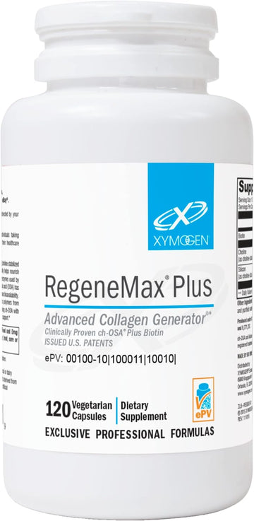 Xymogen Regenemax Plus - Biotin Supplement With Choline For Hair, Skin, Nails + Joint Health - Produces Collagen To Support Bone Health + Wrinkles - Biotin 5000Mcg (120 Capsules)