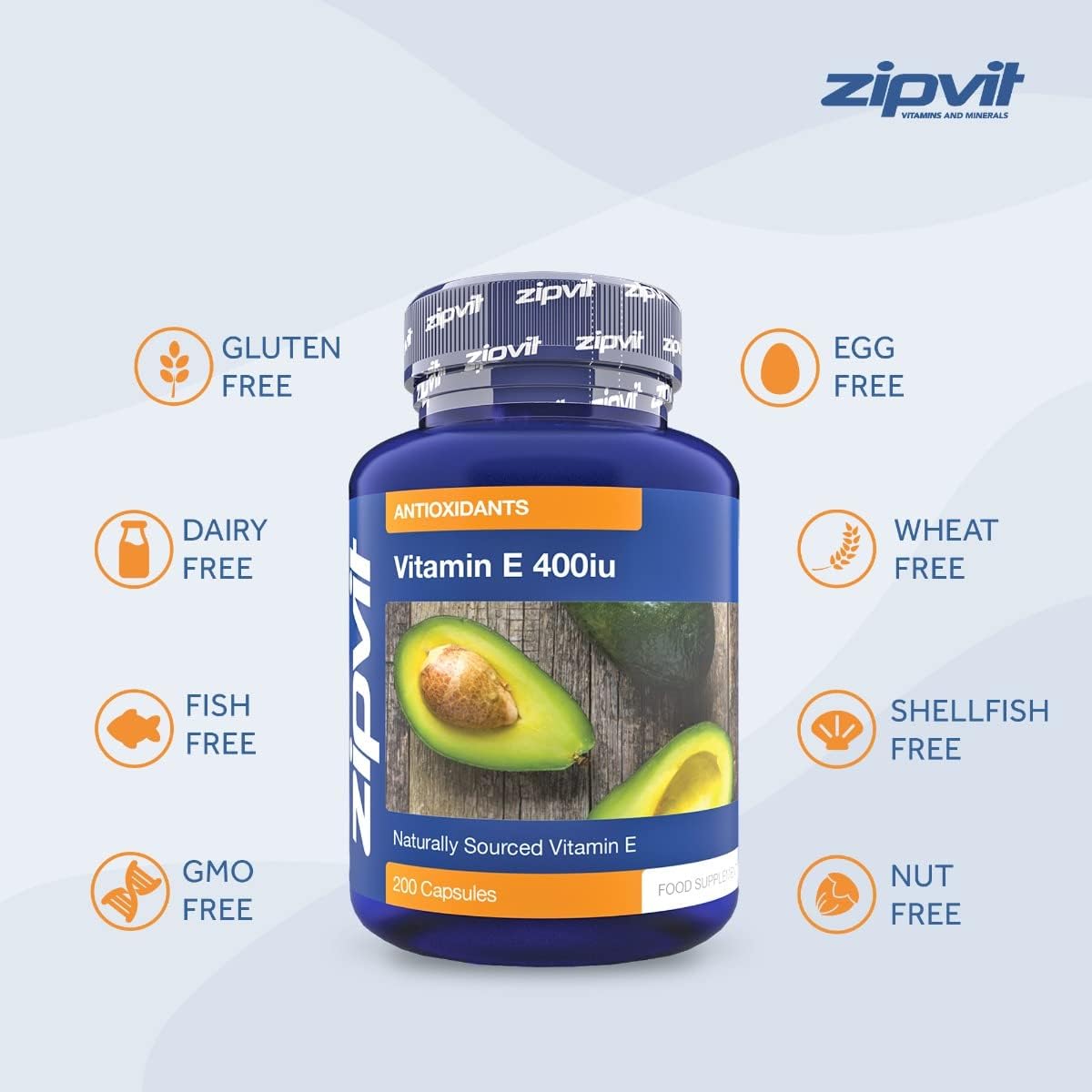 Zipvit Vitamin E Capsules 400IU, Natural D-Alpha Tocopherol, Supports Cell Protection from Oxidative Stress, 200 Capsules, Vitamin E Supplement : Amazon.co.uk: Health & Personal Care