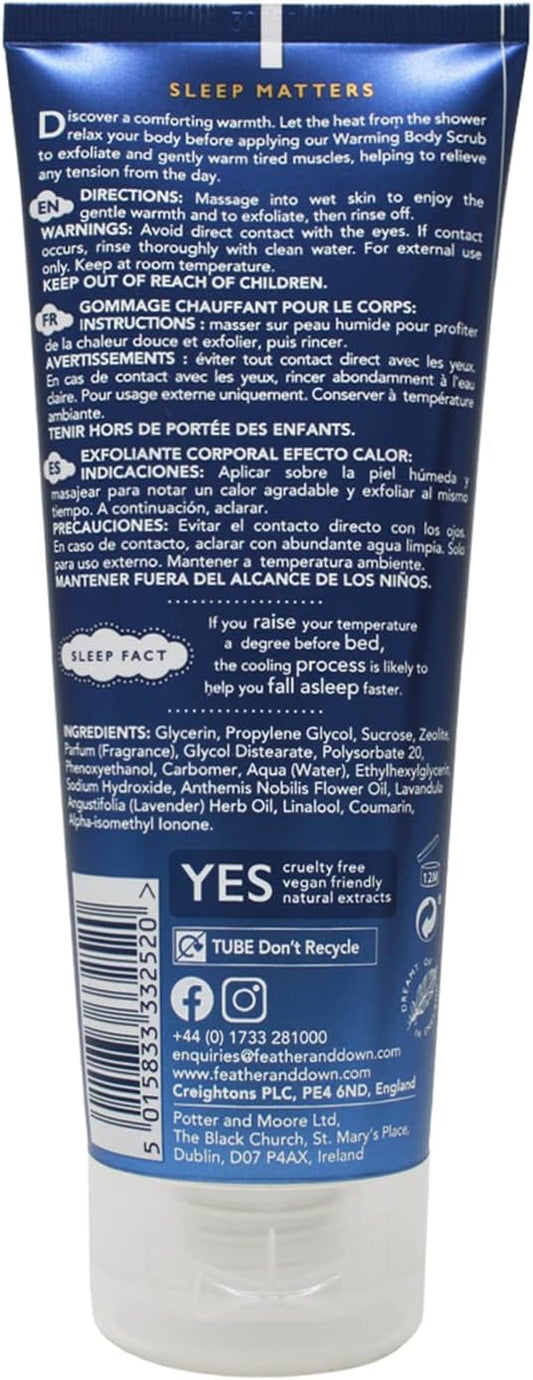 Feather & Down Warming Body Scrub (200Ml) - With Calming Lavender & Chamomile Essential Oils. Exfoliates & Gently Warms Tired Muscles. Relieving Tensions From The Day. (Pack Of 2)