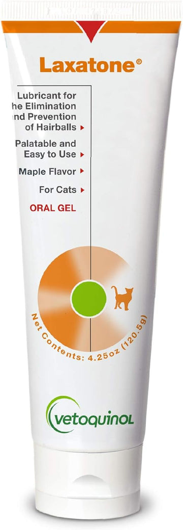Vetoquinol Laxatone: Oral Hairball Lubricant Gel For Cats – Maple-Flavored, 4.25Oz – Lubricant For Helping With Hairball Prevention & Elimination – Natural Furball Digestive Relief Support