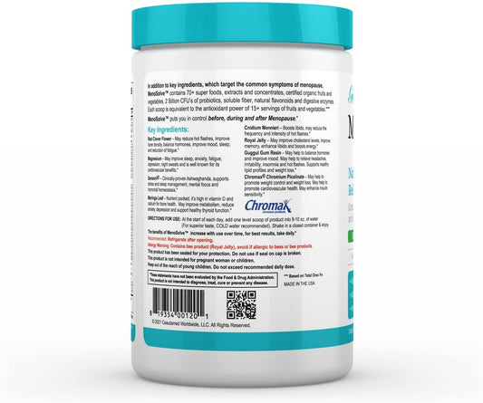 Greens First Menosolve Plus Probiotics Powder - Natural Relief For Menopause Symptoms - Non-Gmo/Dairy-Free/Soy-Free - With Red Clover Flower, Magnesium & Moringa Leaf (30 Servings)