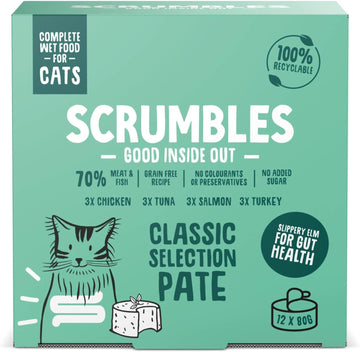 Scrumbles Natural Wet Cat Food, Pate Selection 12X 80G
