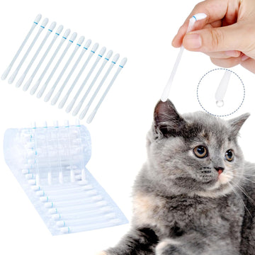 2-In-1 Cat & Dog Ear Cleaning Liquid Swabs - Cat & Dog Ear Cleaner Solution - Gentle & Effective Ear Care - For Daily Ear Cleaning Removes Wax, Dirt, & Odor(50Pcs)