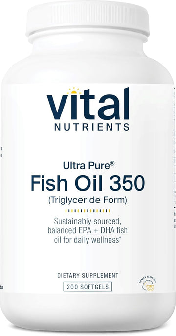 Vital Nutrients Ultra Pure® Fish Oil 350 | Supports Heart, Brain, & Immune Health* | Sustainably Sourced EPA & DHA Omega-3 Fatty Acid | Lemon Flavor | Gluten, Dairy, Soy Free | 200 Softgels